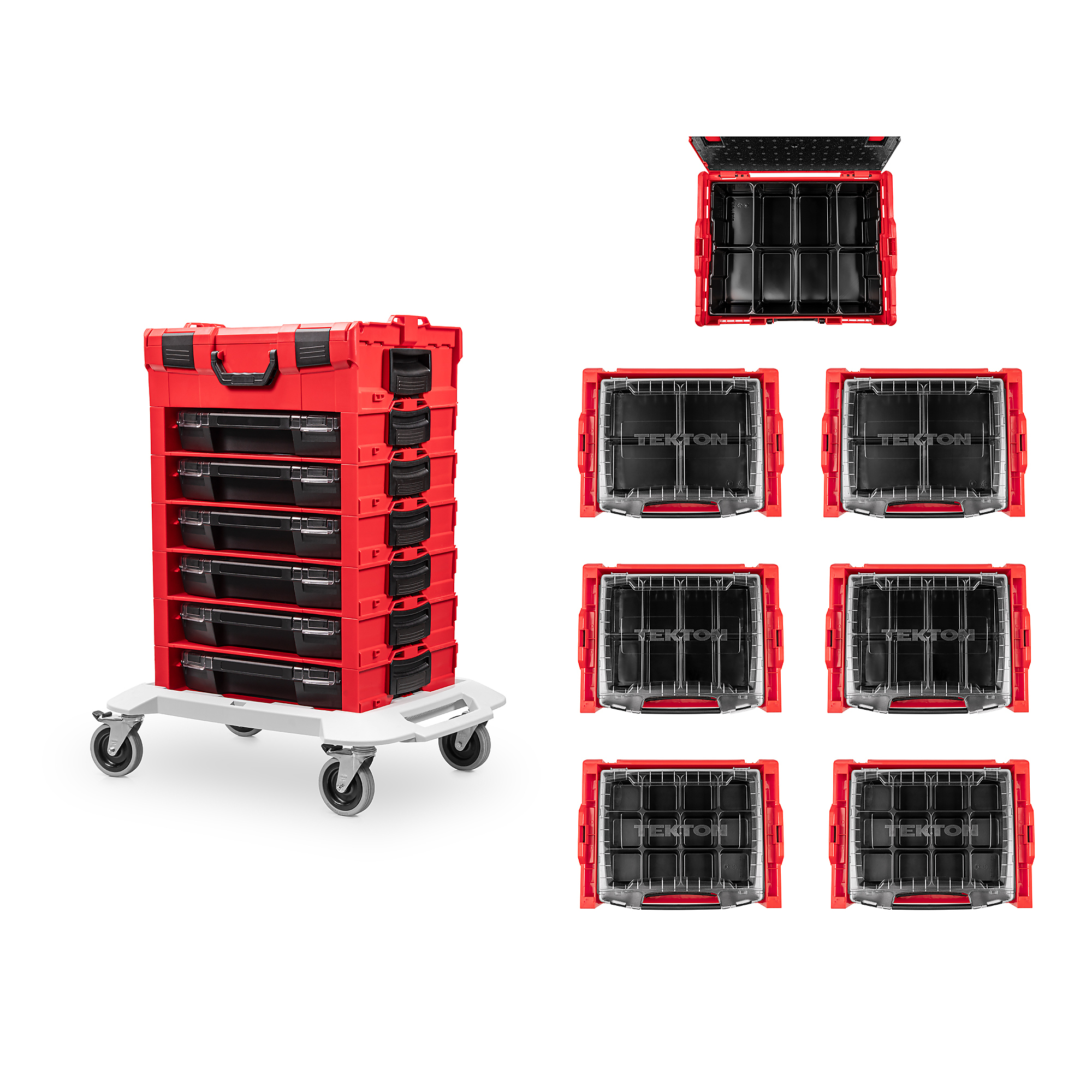 TEKTON 6-Drawer Rolling Stack with Tool Box (L-BOXX 2) and Parts Trays | OLB99201